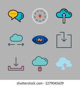 computing icon set. vector set about cloud computing icon, download, bionic contact lens and cloud computing icons set.