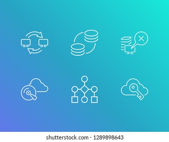 Computing Icon Set And Website Algorithm With Encryption, Data Migration And Cloud Storage. Problem Related Computing Icon Vector For Web UI Logo Design.