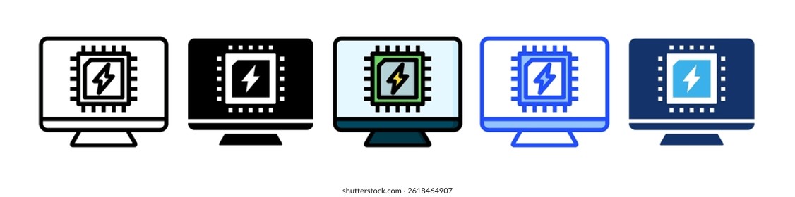 Computing Power Icon Collection With Multiple Styles