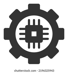 Computing processor in gear - icon, illustration on white background, glyph style