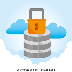 Computing security system graphic design, vector illustration