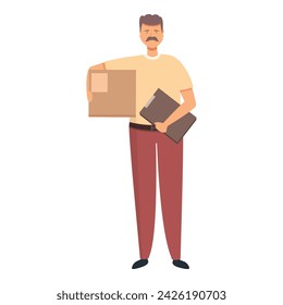 Computing service manager icon cartoon vector. Device parcel. Service person