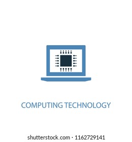 computing technology concept 2 colored icon. Simple blue element illustration. computing technology concept symbol design from Digital economy set. Can be used for web and mobile UI/UX