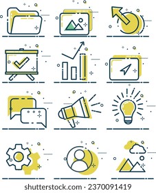 Computing ui icons simple flat handdrawn sketch