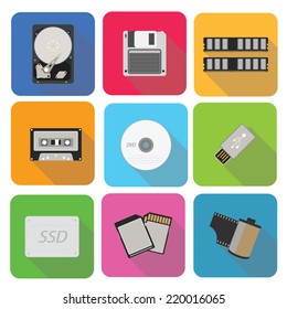 computor  icons in flat design vector