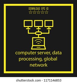 computwr server, data processing, global network  vector icon