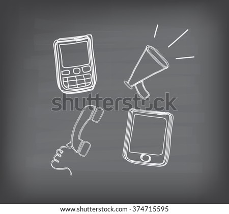 comunication doodle set on blackboard