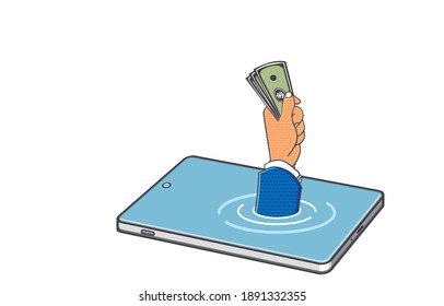 Comunicación para la vida y concepto divertido. Ilustración, forma, línea, arte, patrón, estilo retro en vector aislado en el fondo.