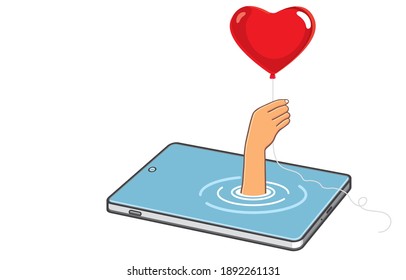 Comunicación para la vida, el amor y el concepto divertido. Ilustración, forma, línea, arte, patrón, estilo retro en vector aislado en el fondo.