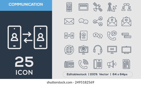 COMUNICATION line icons collection Vector illustrator