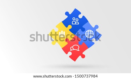 Comunication technology connection jigsaw puzzle icon concept