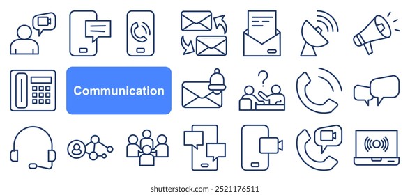 comunication vector thin line icons set  for web design