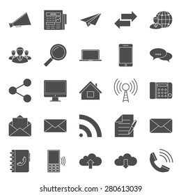 Comunication and web silhouettes icons set vector graphic illustration design