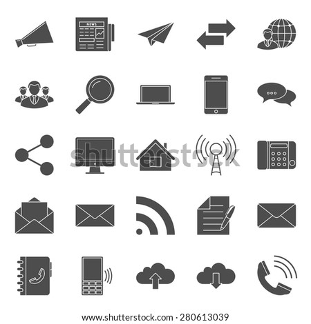 Comunication and web silhouettes icons set vector graphic illustration design