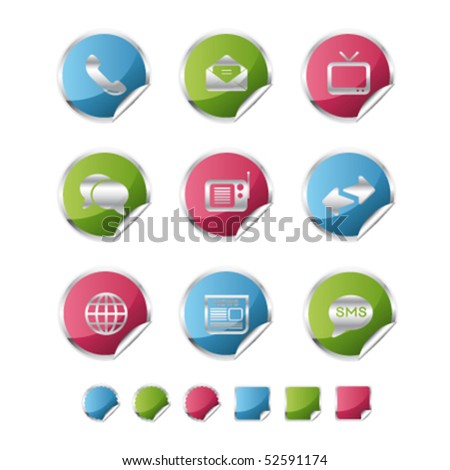 comunications metalic sticker icons