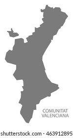 Comunitat Valenciana Spain Map in grey