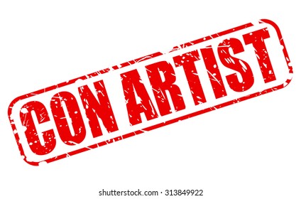 CON ARTIST red stamp text on white
