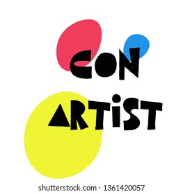 con artist stamp on white