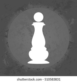con chess pawn on gray vintage background . Minimalism. Icon Logo