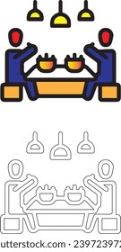 con for eating, restaurant, food, person, eatery, canteen, dining, chair, cloth, dining table,