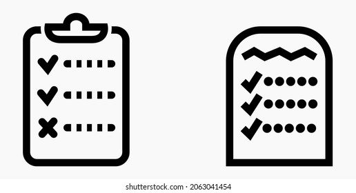 con lista o lista, programa, registro. Catálogo de etiquetas o scrol, bil, calendario, cuentagotas, nomenclatura, rollo de abalorios, marcados. Icono del vector.