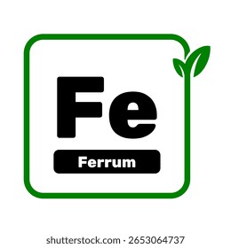 con nutrient for plant or agriculture. Ferrum for plant or farm nutrient symbol with green leaf vector illustration