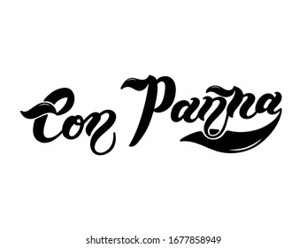 Con Panna. The name of the type of coffee. Hand drawn lettering. Vector illustration. Illustration is great for restaurant or cafe menu design