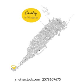 Conakry capital city of Guinea,Urban Streets Roads Map with city center location pin, illustration vector element image 