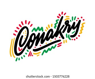 Conakry city text design on background for typographic logo icon design