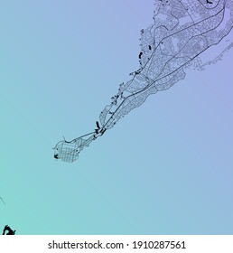 Conakry, Guinea (GIN) - Urban vector city map with parks, rail and roads, highways, minimalist town plan design poster, city center, downtown, transit network, gradient blueprint