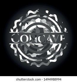 Concave grey camo emblem. Vector Illustration.