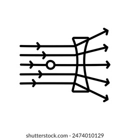 Concave Lens Outline Icon, Vector illustration