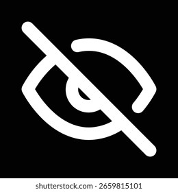 Concealed eye symbol with black background to indicate hidden content