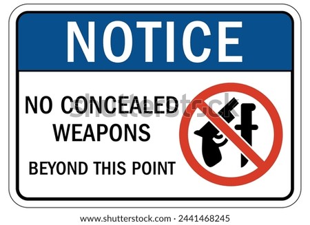Concealed weapon prohibited warning sign and labels