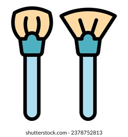 Vector de contorno de icono de pincel de marco. Herramienta cosmética. Color de la sombra de color negro plano