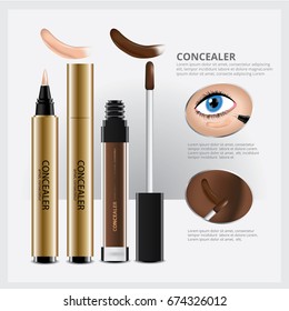 Concealer Cosmetic Package with Face Makeup Vector Illustration