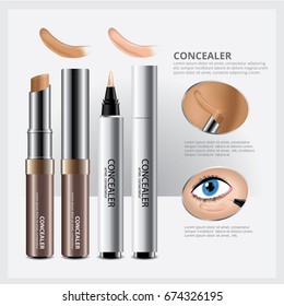Concealer Cosmetic Package with Face Makeup Vector Illustration