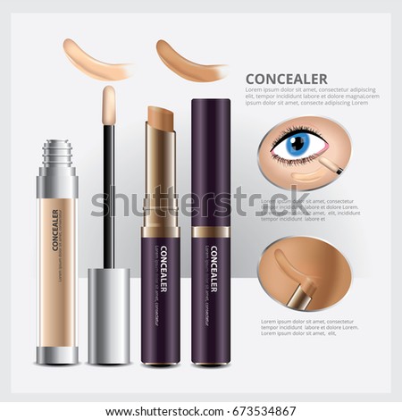 Concealer Cosmetic Package with Face Makeup Vector Illustration