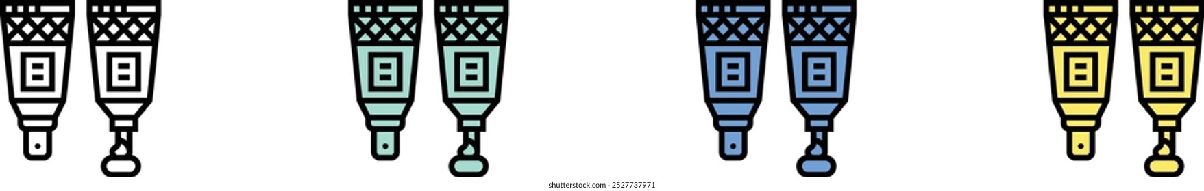 concealer icon. Outline, Green, Blue and Yellow Style Design Isolated On White Background