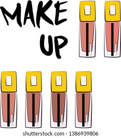 concealer make up bottle set. makeup color tone set for female - Fashion illustration vector
object isolated on white background