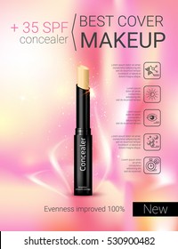 Concealer stick ads. Vector Illustration with foundation Concealer.