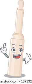Concealer stick caricature design style with one finger gesture