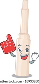 Concealer stick in cartoon drawing character design with Foam finger