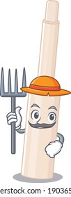 Diseño de mascota de palo de cóncer trabajando como agricultor con un sombrero