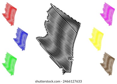 Conceicao da Barra municipio (Espírito Santo estado, Municipios de Brasil, República Federativa de Brasil) mapa Ilustración vectorial, bosquejo de garabato Conceiçao da Barra mapa