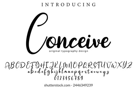 Conceive Font Stilvolle Pinsel gemalt eine Vektorgrafik in Großbuchstaben, Alphabet, Schriftart