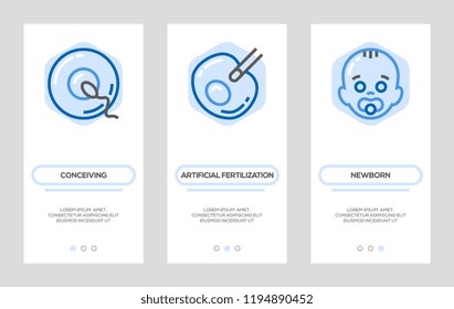 Conceiving and Fertilization Banners. Vector Vertical Cards. Concept For Web Graphics.