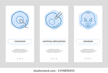 Conceiving and Fertilization Banners. Vector Vertical Cards. Concept For Web Graphics.