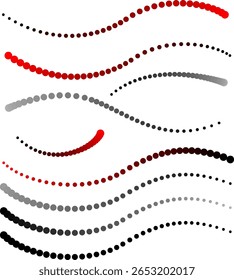 concentrated circles of red, black and gray, halftone, vector