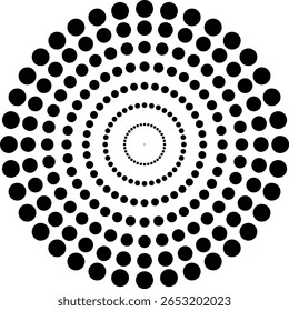 concentrated circles of red, black and gray, halftone, vector